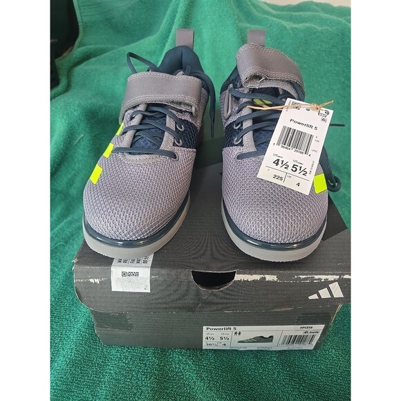 Adidas Powerlift 5 Weightlifting Shoes Grey Green Sz 4.5 Men/5.5 Women